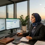 مشاور مالی در دفتر مدرن برای گروه‌ بندی مشاغل مالیاتی